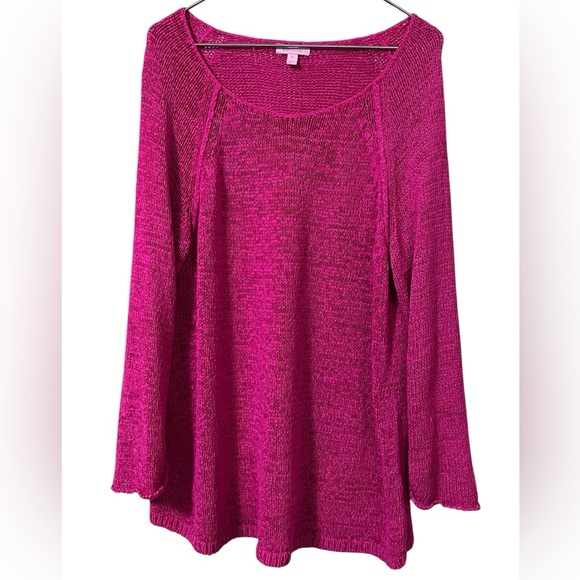 Lilly Pulitzer Sweaters - Lilly Pulitzer fuchsia pink scoop neck long sleeve open knit sweater